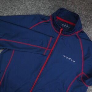 Vineyard Vines Jacket Mens Large Full Zip Blue Solid Performance Track Preppy
